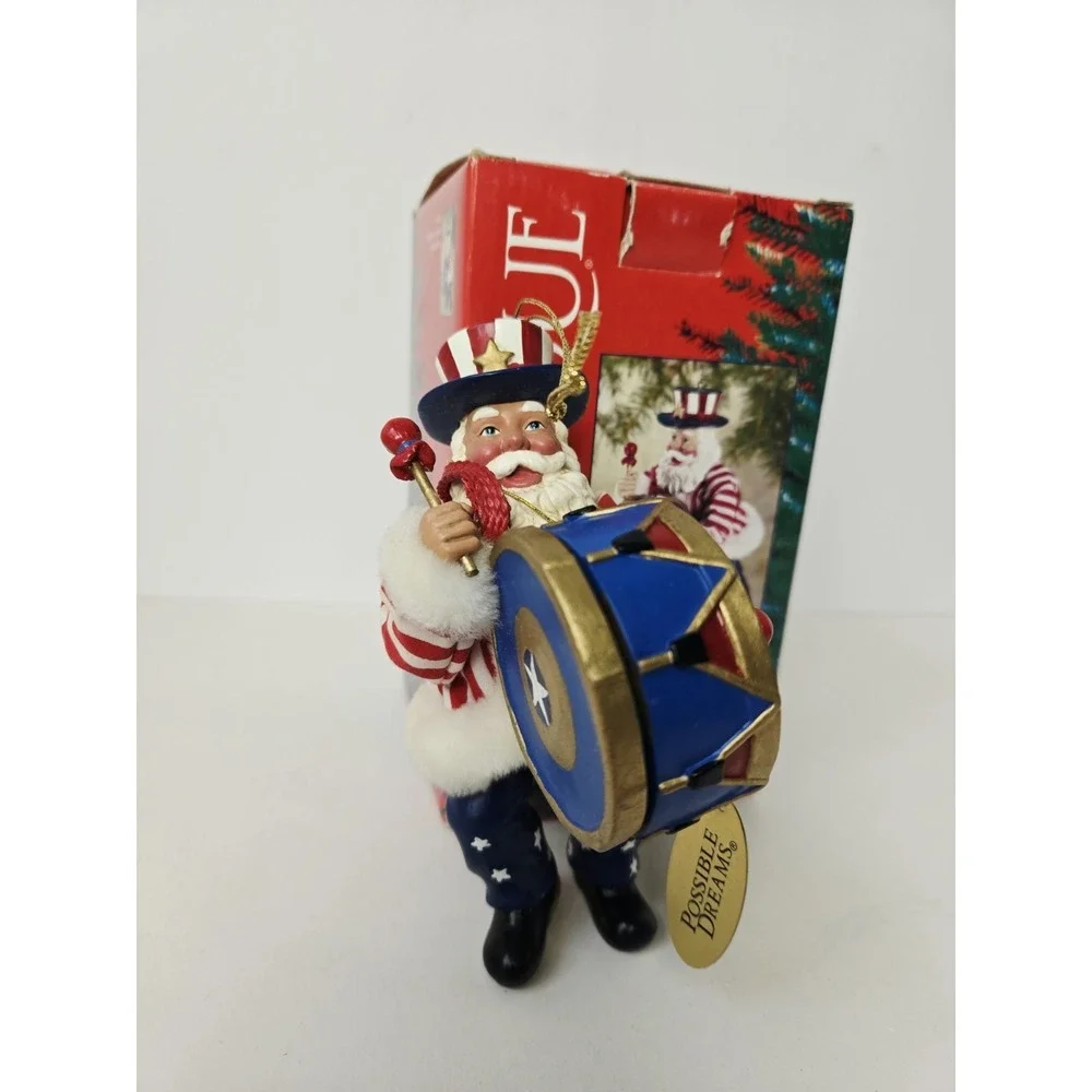 Clothtique Possible Dreams Santa Claus ornament Patriotic  w/ box